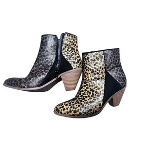 Comfort Steps Leopard Print Ankle Boots Block Heel Side Zip Women Size 7M